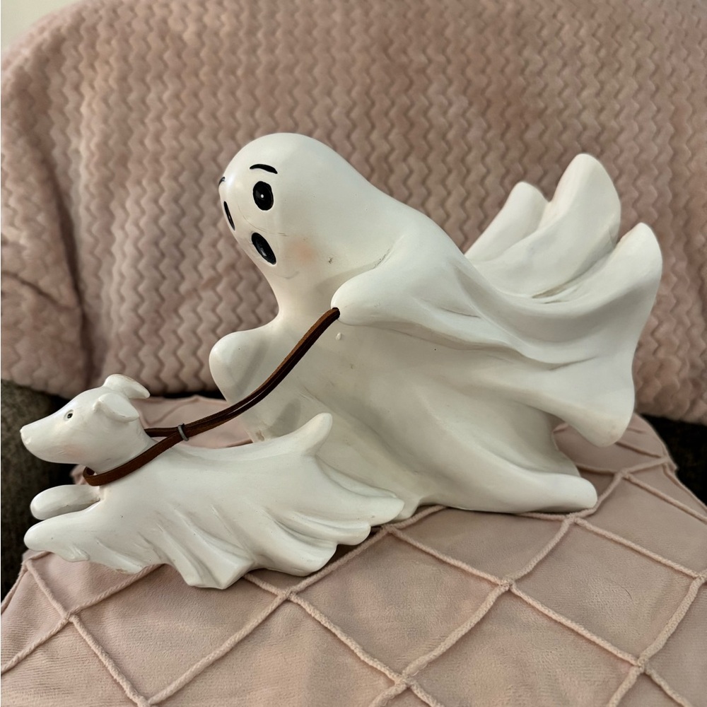Ghost and Dog Figurine - White